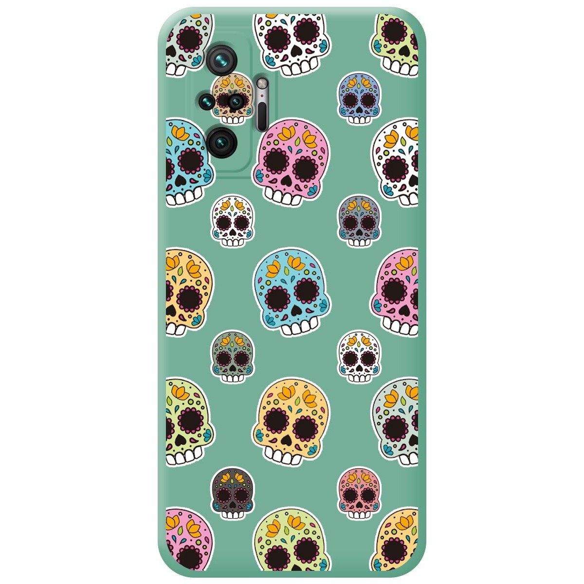 Funda Silicona Líquida Verde para Xiaomi Redmi Note 10 Pro diseño Catrina Dibujos