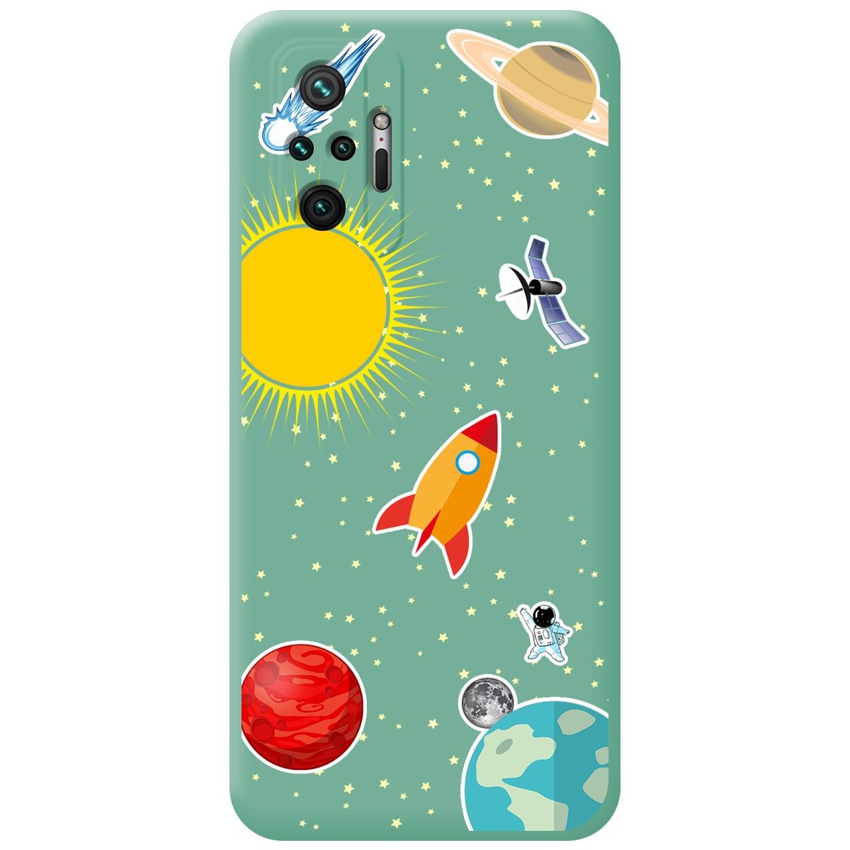 Funda Silicona Líquida Verde para Xiaomi Redmi Note 10 Pro diseño Espacio Dibujos