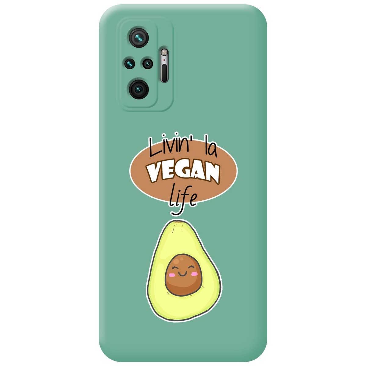 Funda Silicona Líquida Verde para Xiaomi Redmi Note 10 Pro diseño Vegan Life Dibujos