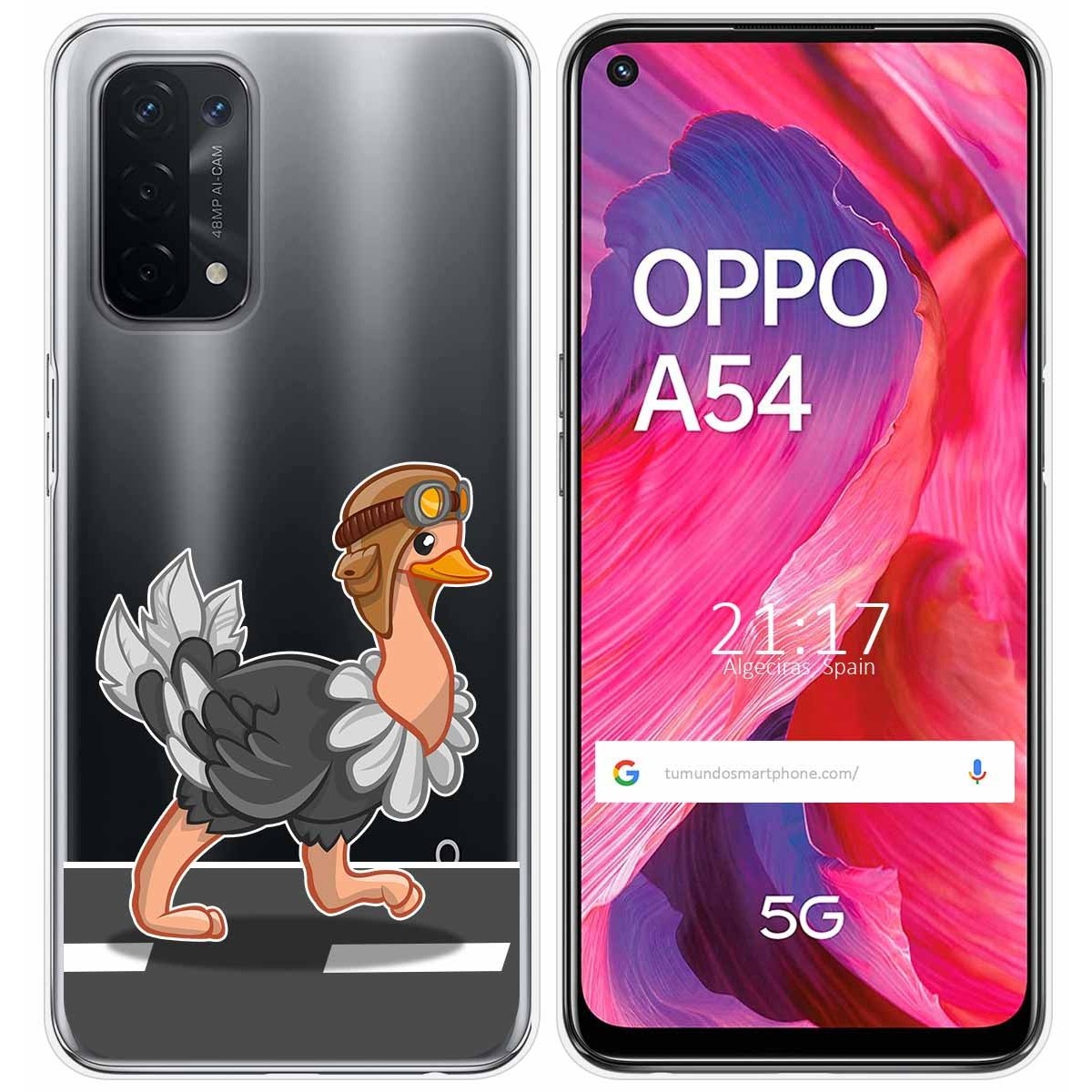 Funda Gel Transparente para Oppo A54 5G / A74 5G diseño Avestruz Dibujos