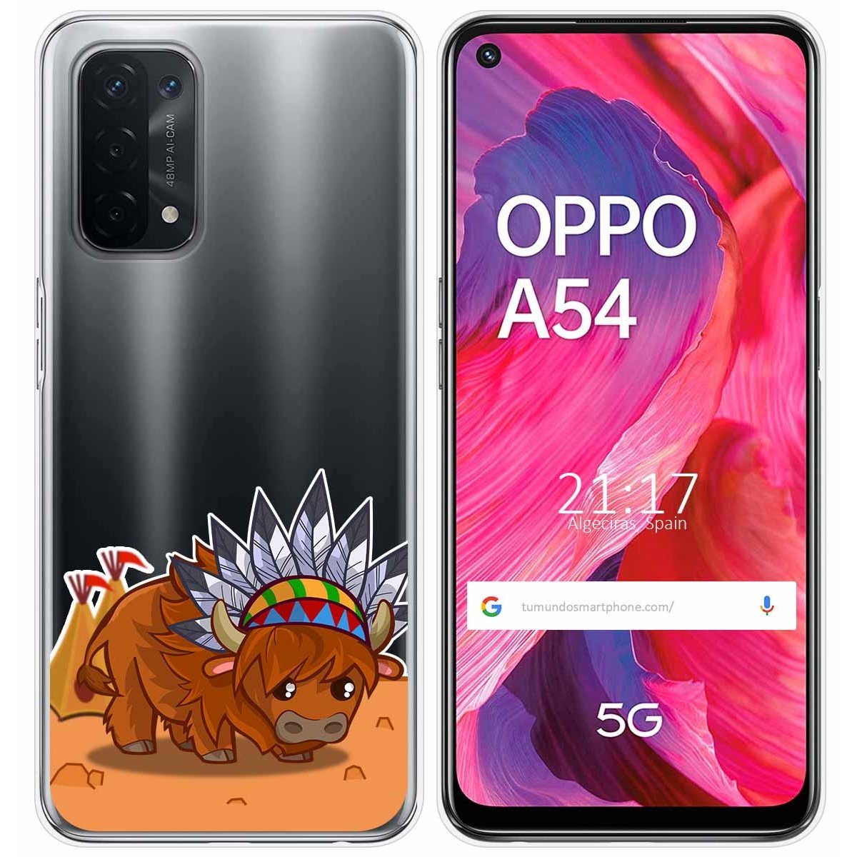 Funda Gel Transparente para Oppo A54 5G / A74 5G diseño Bufalo Dibujos