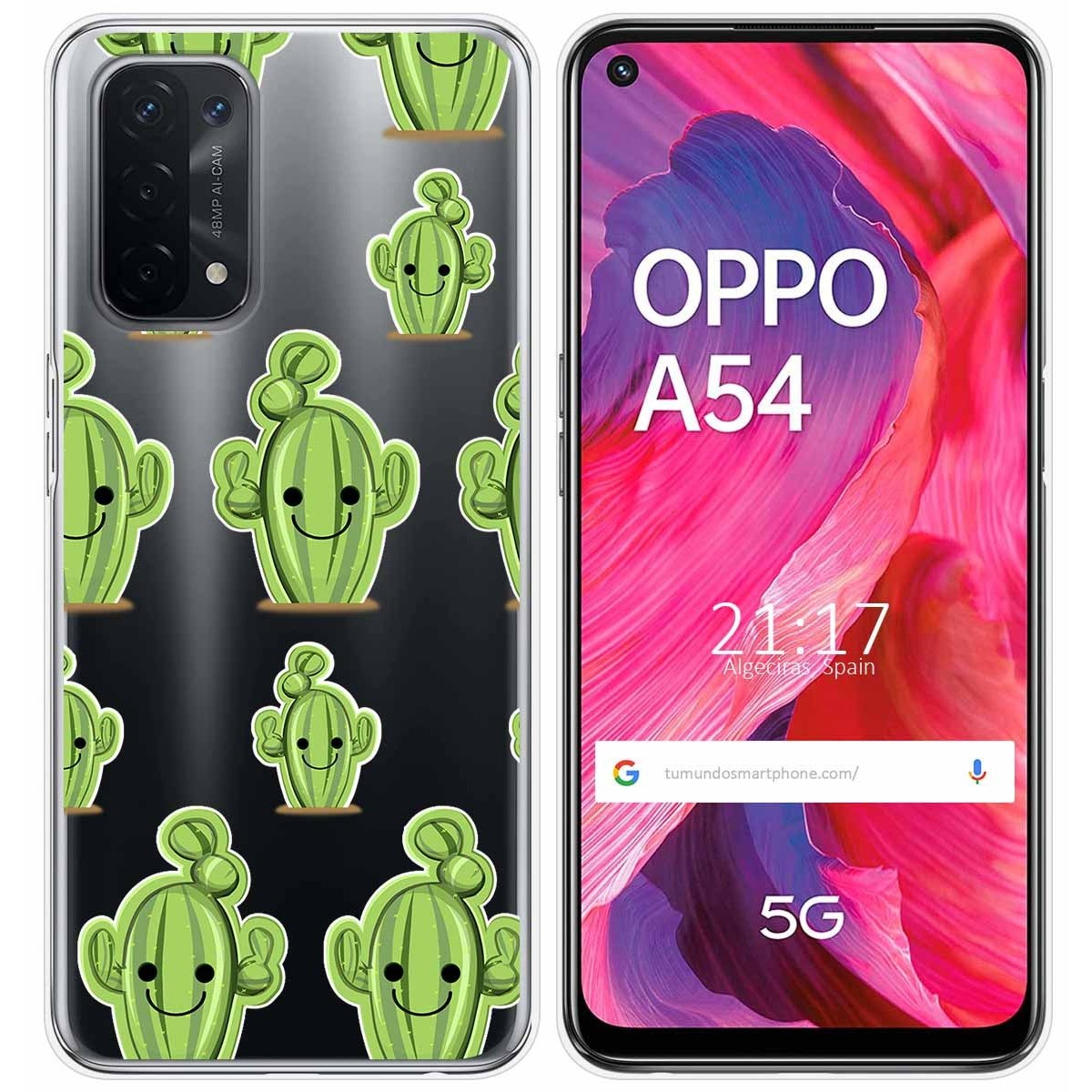 Funda Gel Transparente para Oppo A54 5G / A74 5G diseño Cactus Dibujos
