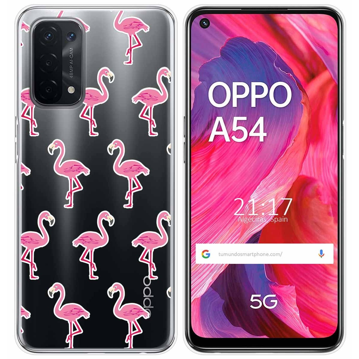 Funda Gel Transparente para Oppo A54 5G / A74 5G diseño Flamenco Dibujos