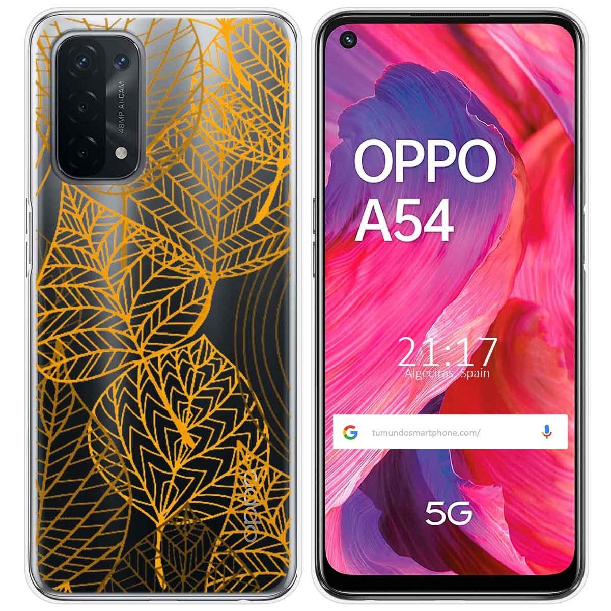 Funda Gel Transparente para Oppo A54 5G / A74 5G diseño Hojas Dibujos