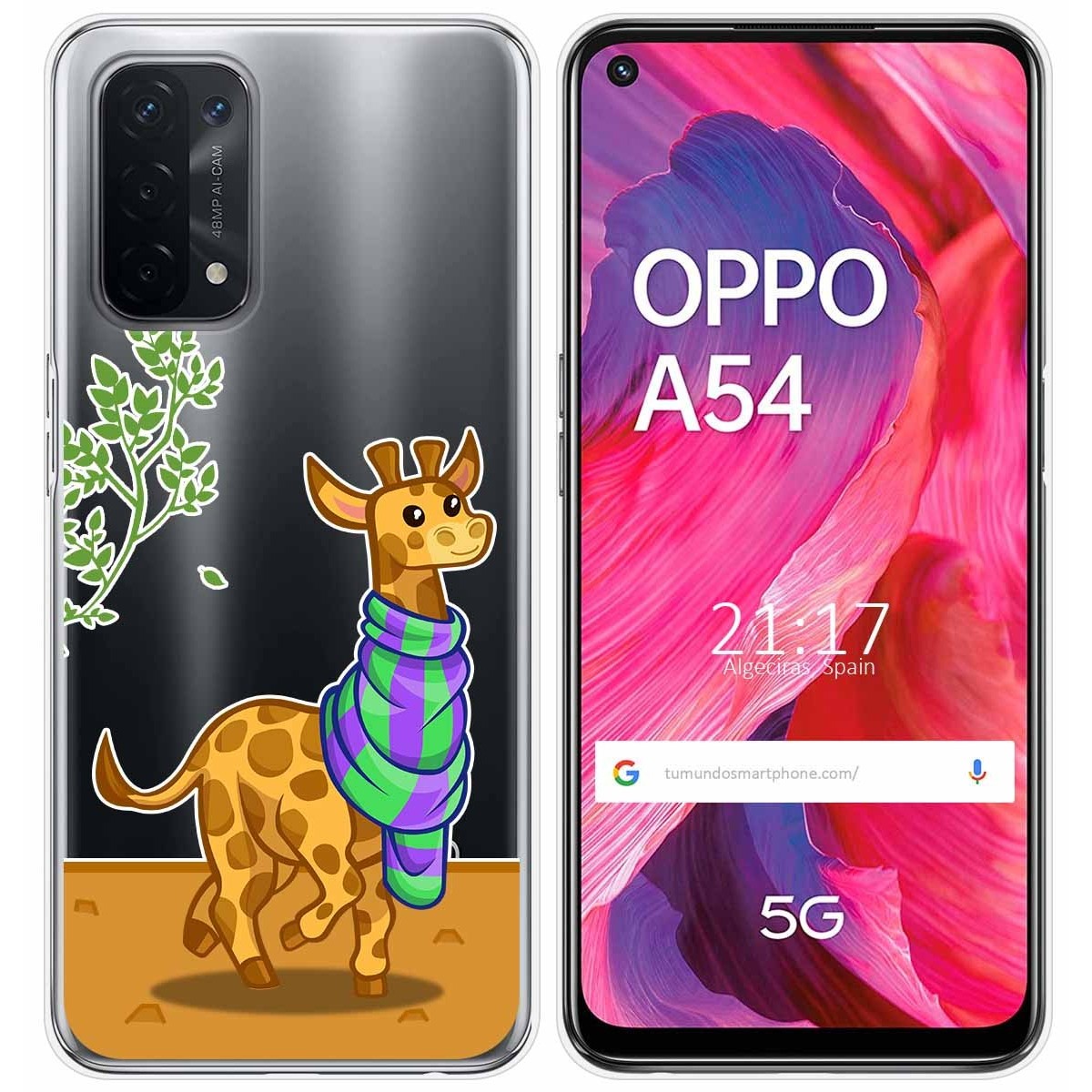 Funda Gel Transparente para Oppo A54 5G / A74 5G diseño Jirafa Dibujos