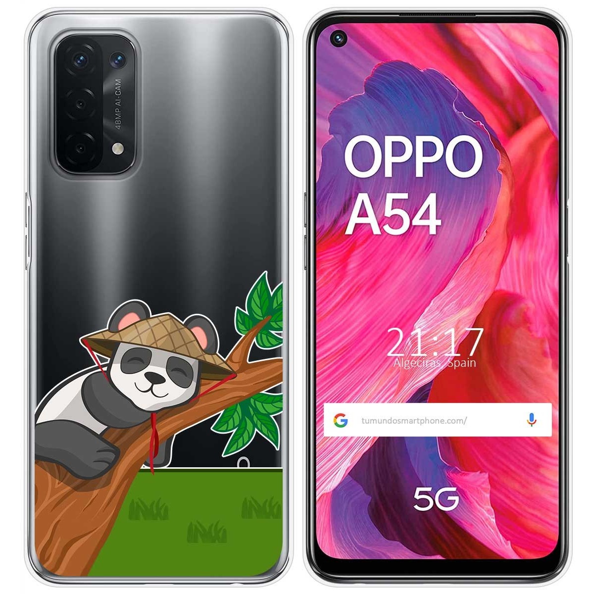 Funda Gel Transparente para Oppo A54 5G / A74 5G diseño Panda Dibujos