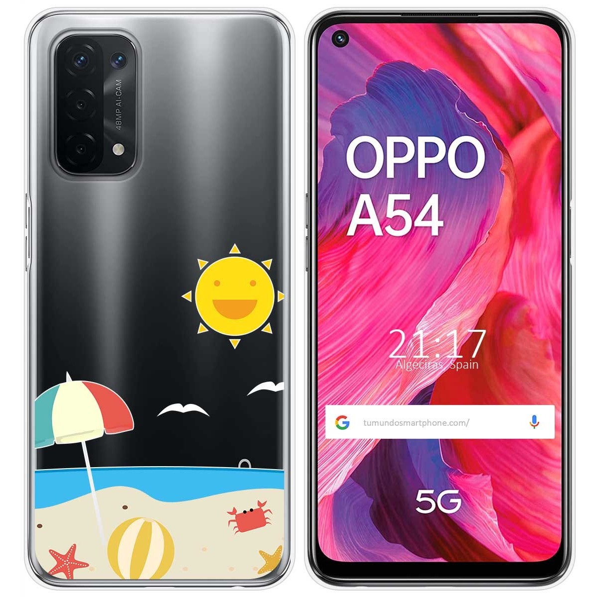 Funda Gel Transparente para Oppo A54 5G / A74 5G diseño Playa Dibujos