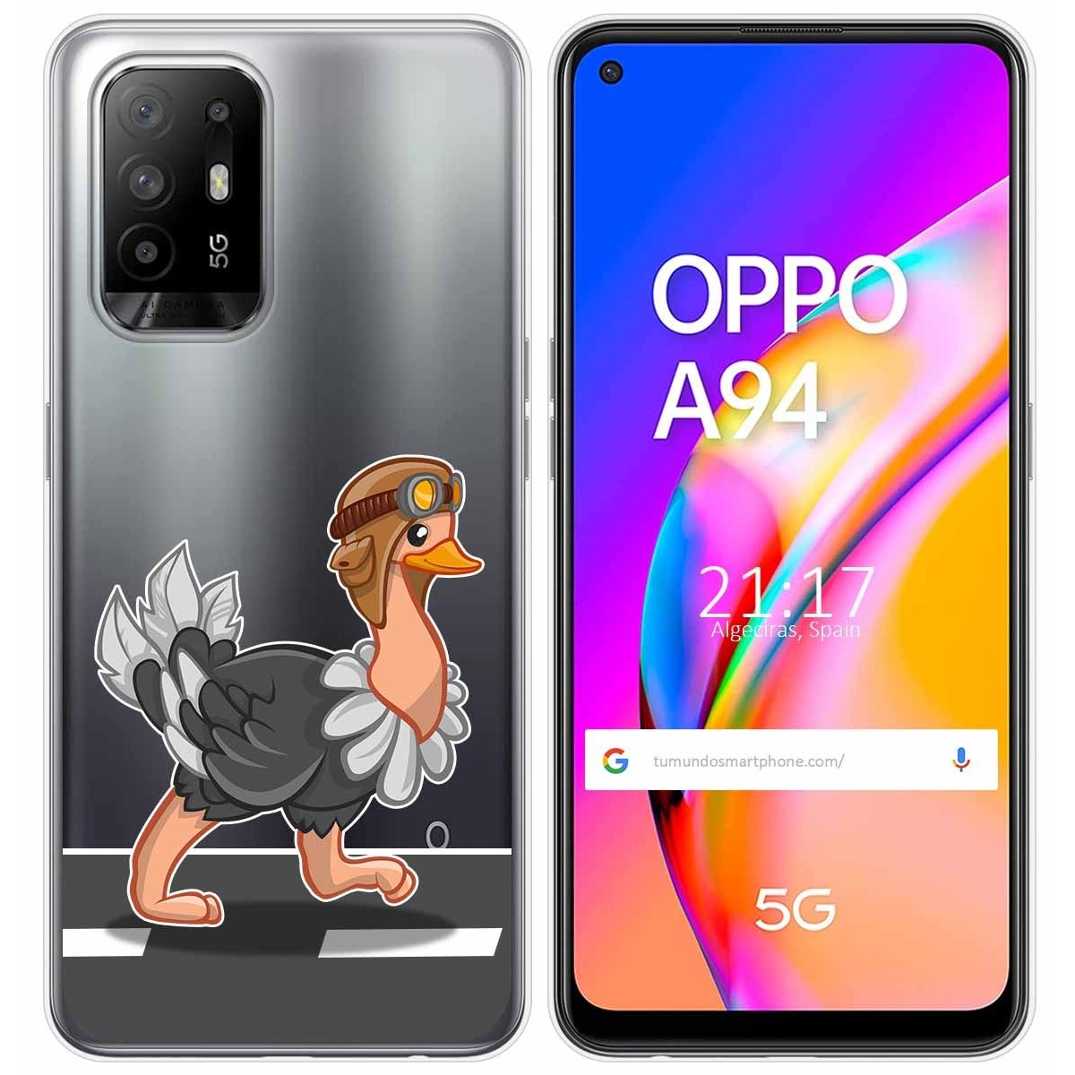 Funda Gel Transparente para Oppo A94 5G diseño Avestruz Dibujos