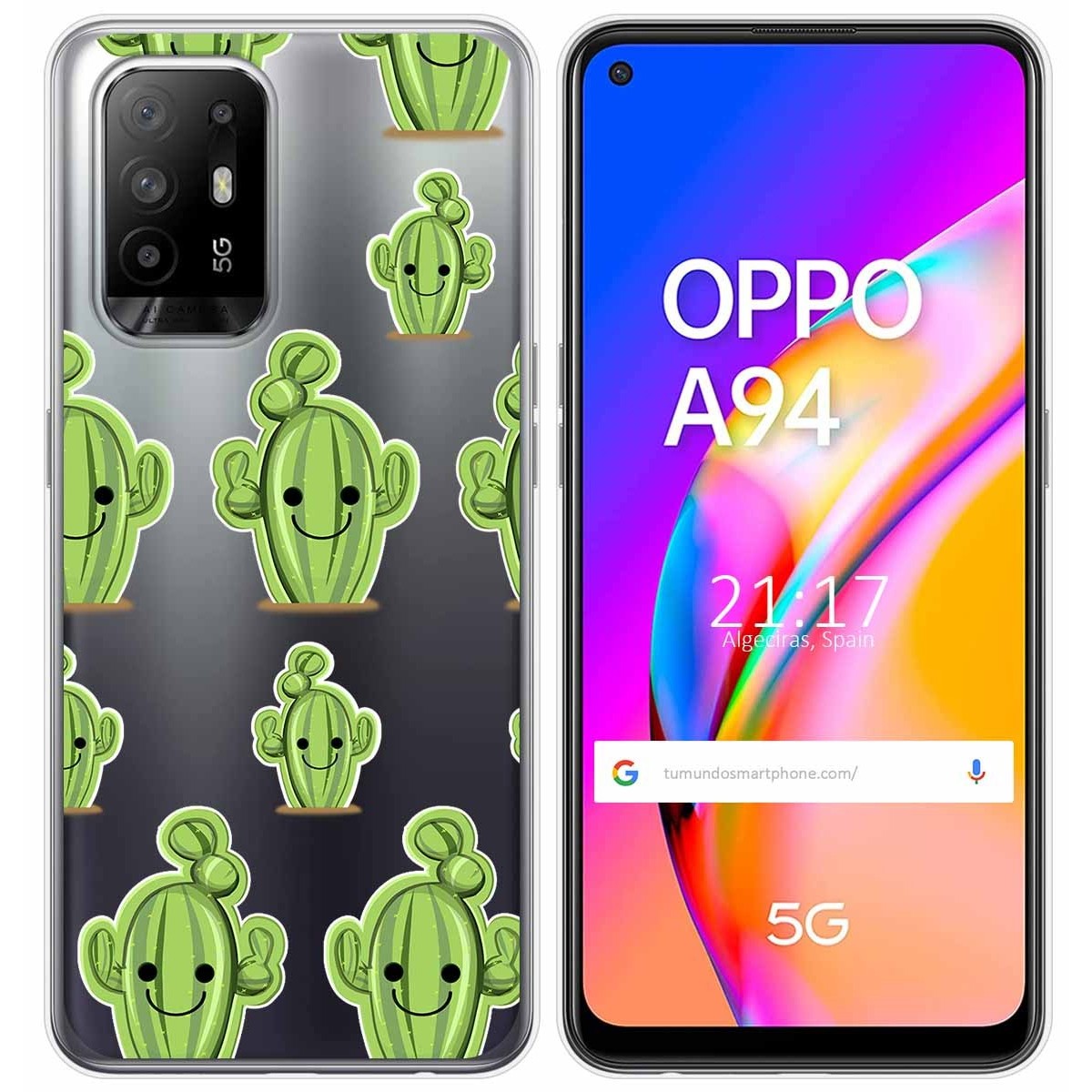 Funda Gel Transparente para Oppo A94 5G diseño Cactus Dibujos