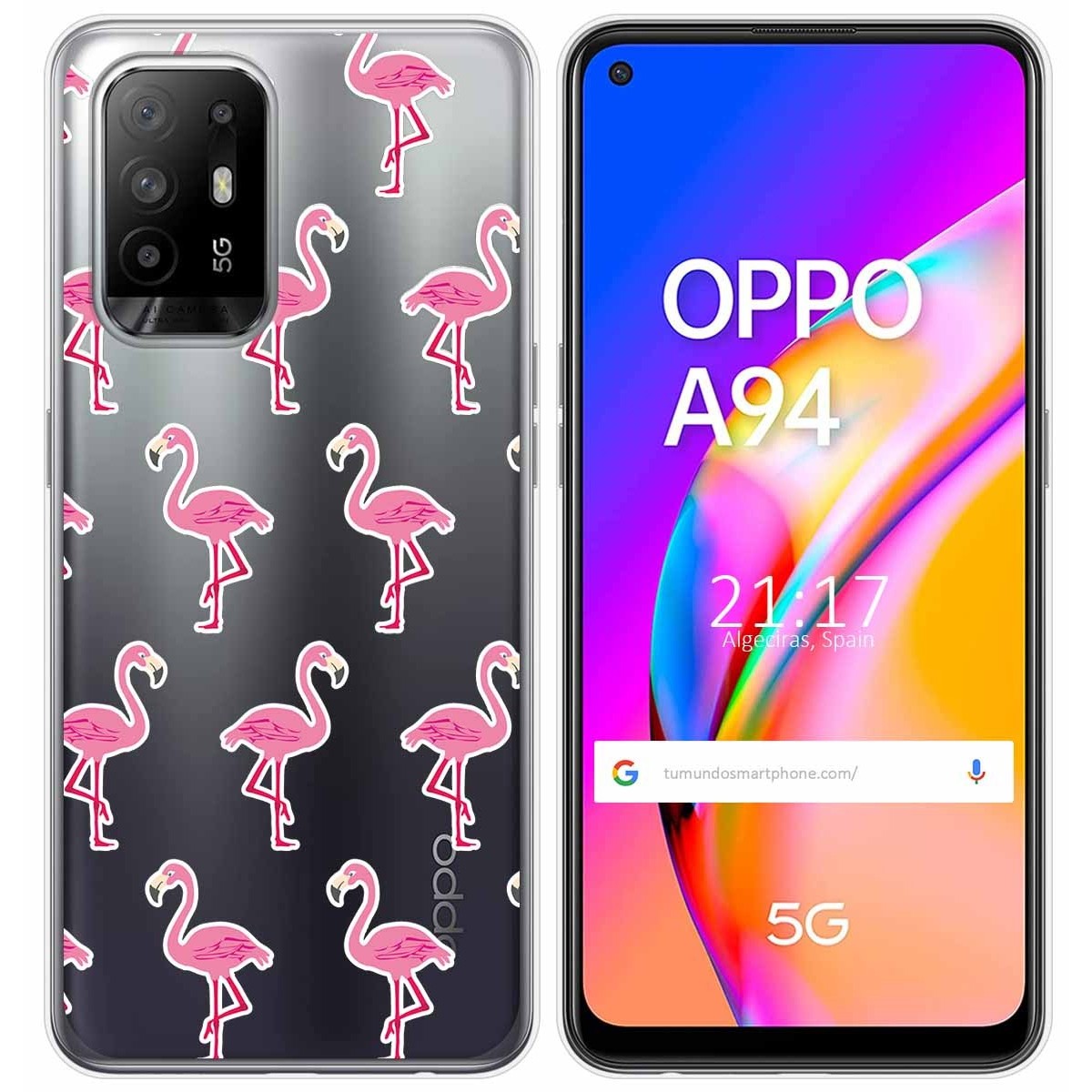 Funda Gel Transparente para Oppo A94 5G diseño Flamenco Dibujos