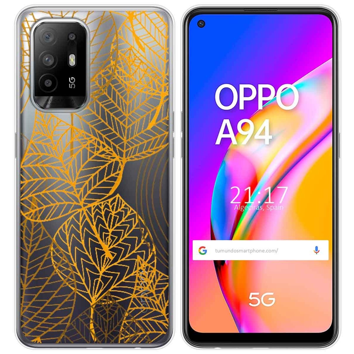 Funda Gel Transparente para Oppo A94 5G diseño Hojas Dibujos