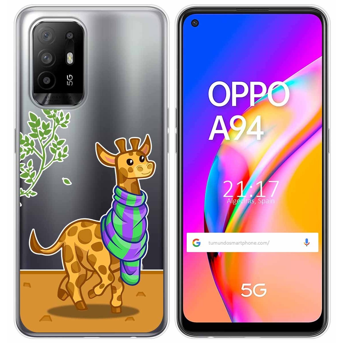 Funda Gel Transparente para Oppo A94 5G diseño Jirafa Dibujos