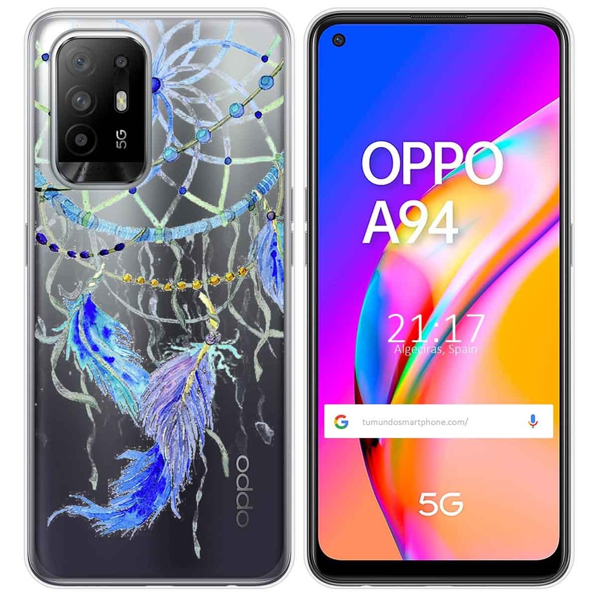 Funda Gel Transparente para Oppo A94 5G diseño Plumas Dibujos