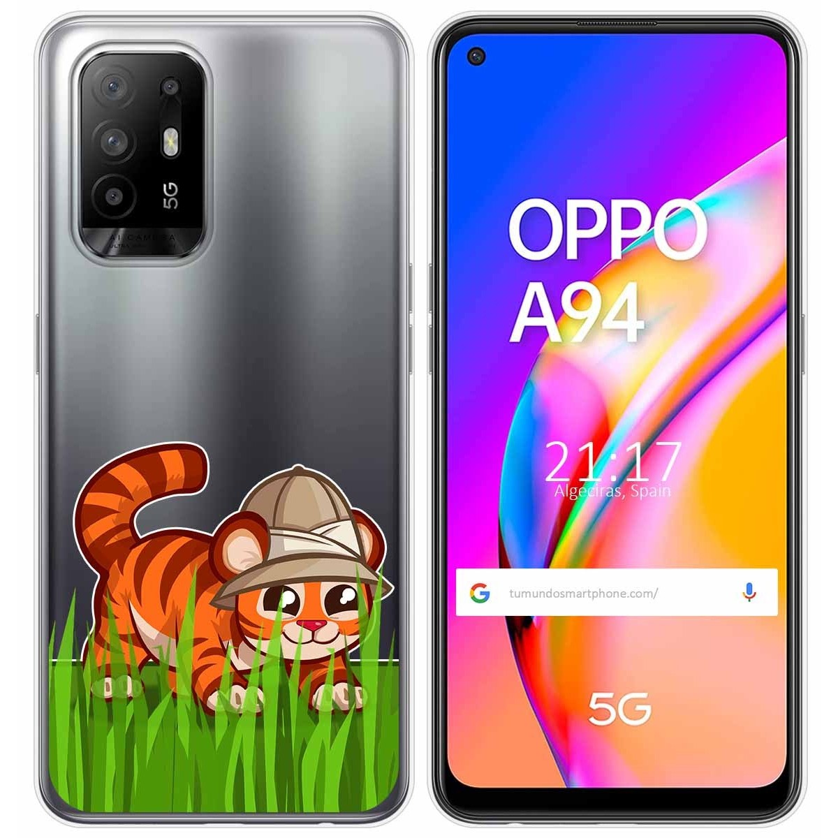 Funda Gel Transparente para Oppo A94 5G diseño Tigre Dibujos