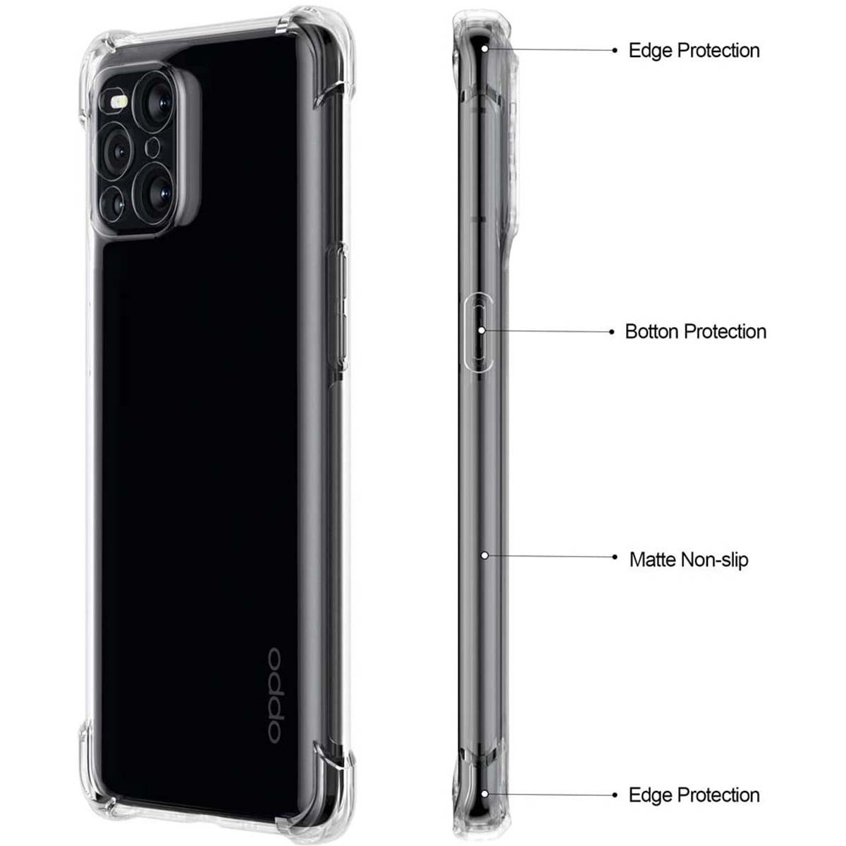 Funda Gel Tpu Anti-Shock Transparente para Oppo Find X3 Pro 5G