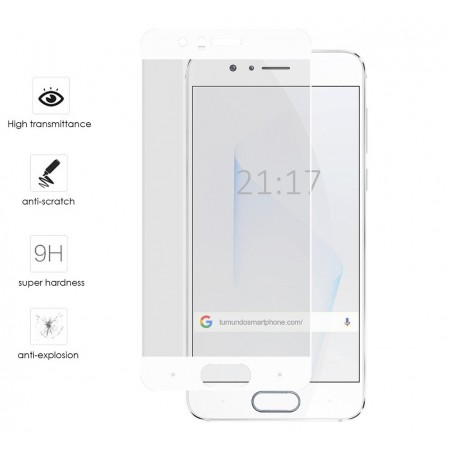 Protector Cristal Templado Frontal Completo Blanco para Huawei Honor 9 Vidrio