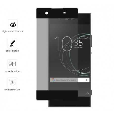 Protector Cristal Templado Frontal Completo Negro para Sony Xperia XA1 Vidrio