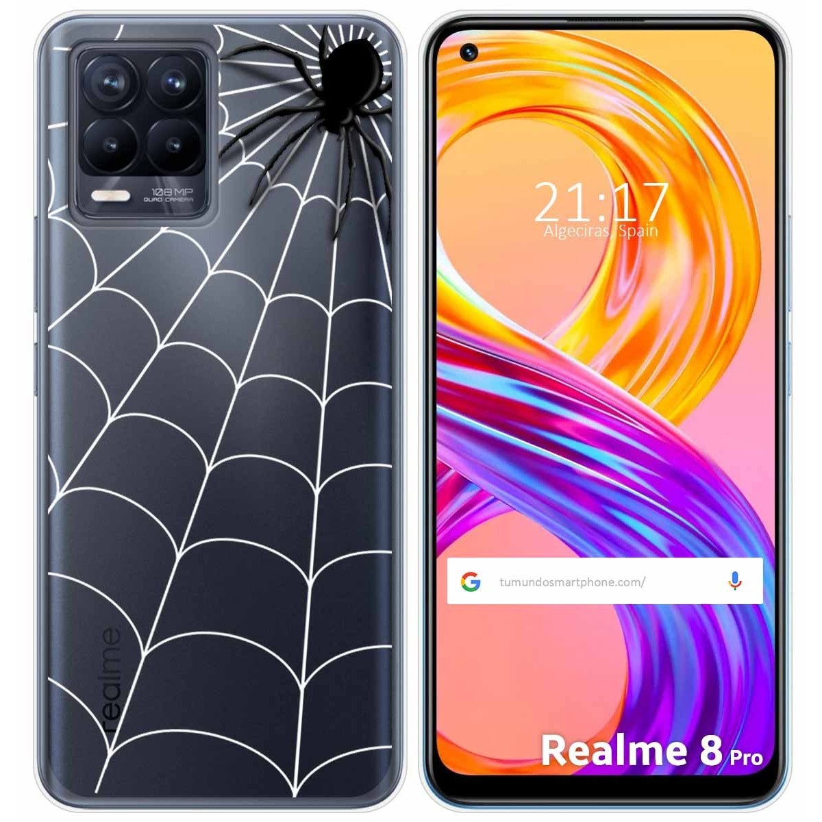 Funda Gel Transparente para Realme 8 4G / 8 Pro diseño Araña Dibujos