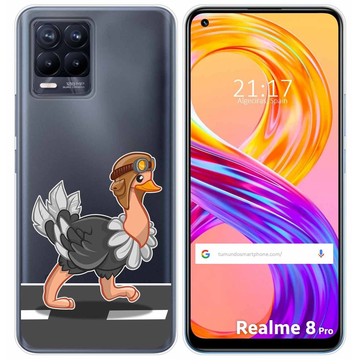 Funda Gel Transparente para Realme 8 4G / 8 Pro diseño Avestruz Dibujos