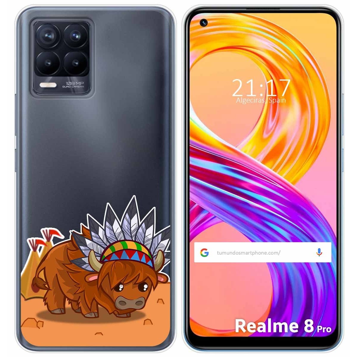 Funda Gel Transparente para Realme 8 4G / 8 Pro diseño Bufalo Dibujos