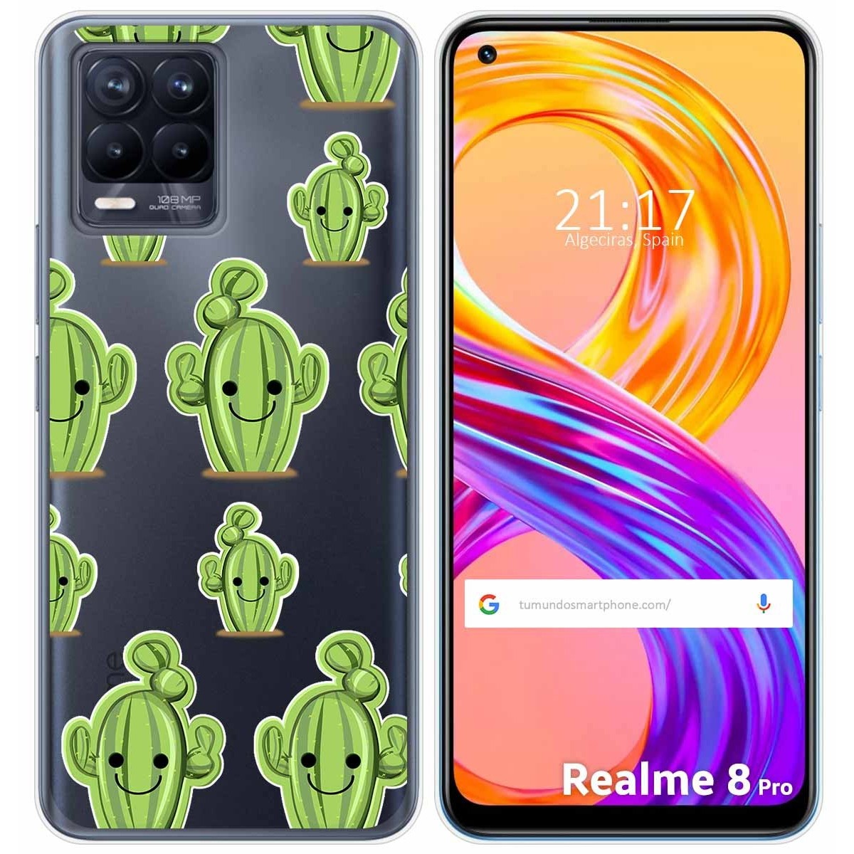 Funda Gel Transparente para Realme 8 4G / 8 Pro diseño Cactus Dibujos
