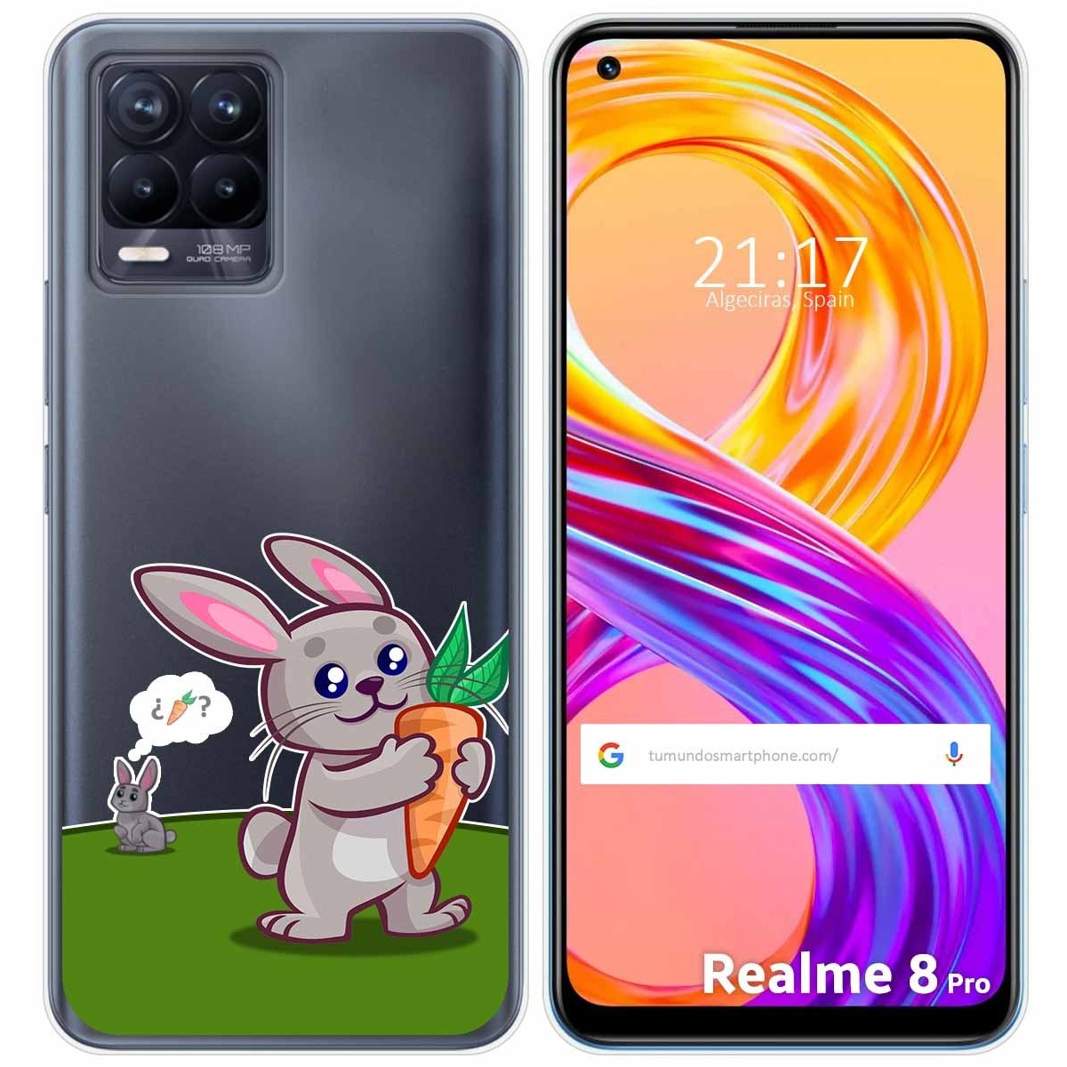 Funda Gel Transparente para Realme 8 4G / 8 Pro diseño Conejo Dibujos