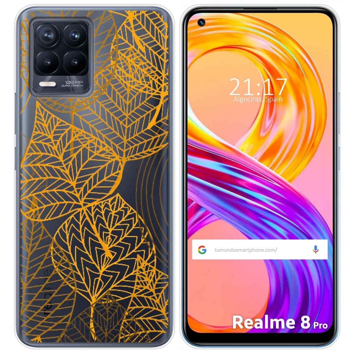Funda Gel Transparente para Realme 8 4G / 8 Pro diseño Hojas Dibujos