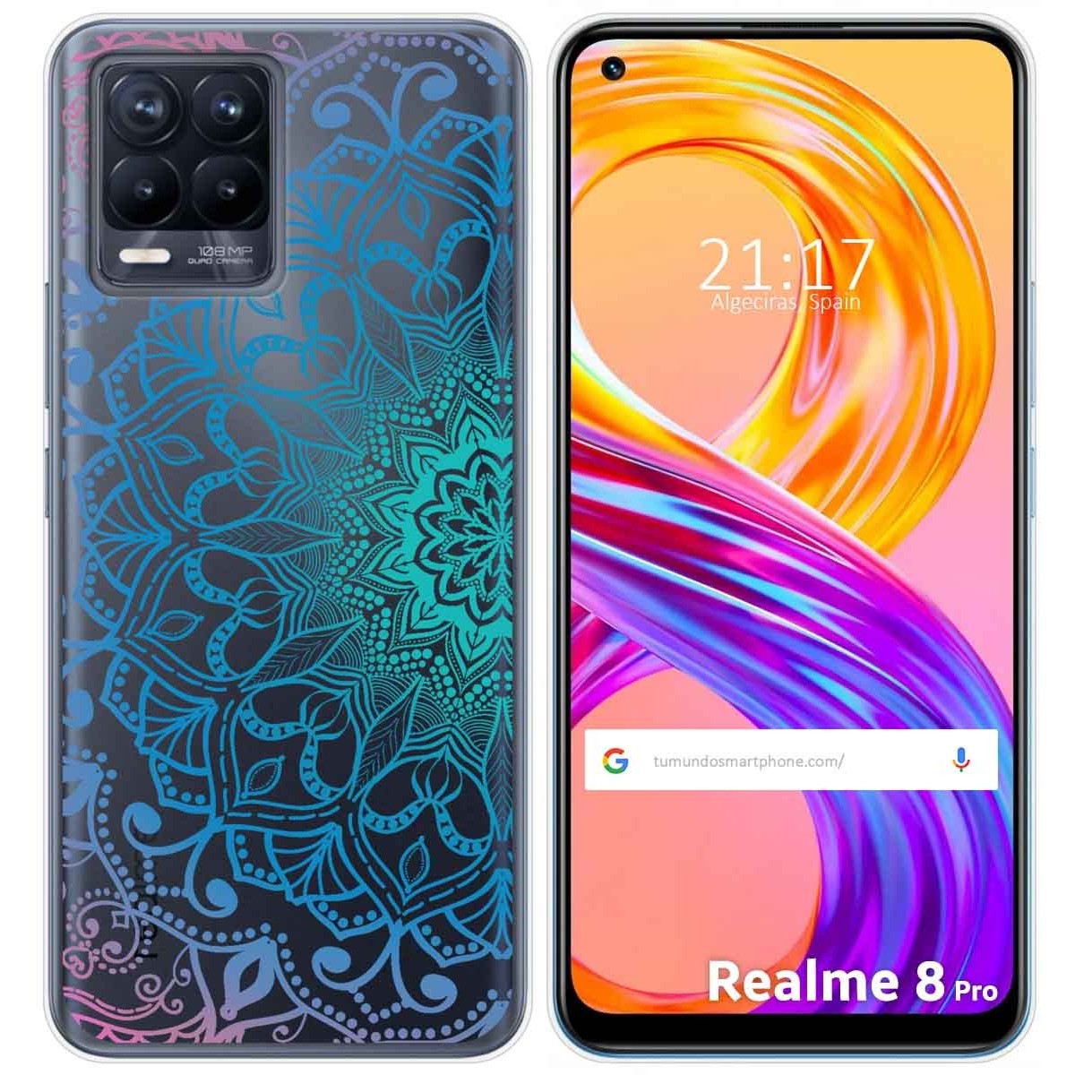 Funda Gel Transparente para Realme 8 4G / 8 Pro diseño Mandala Dibujos