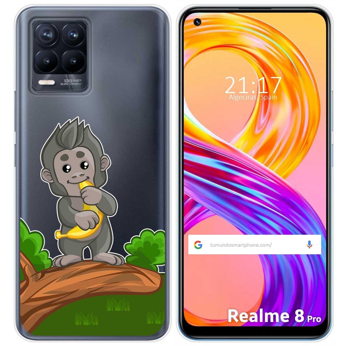 Funda Gel Transparente para Realme 8 4G / 8 Pro diseño Mono Dibujos