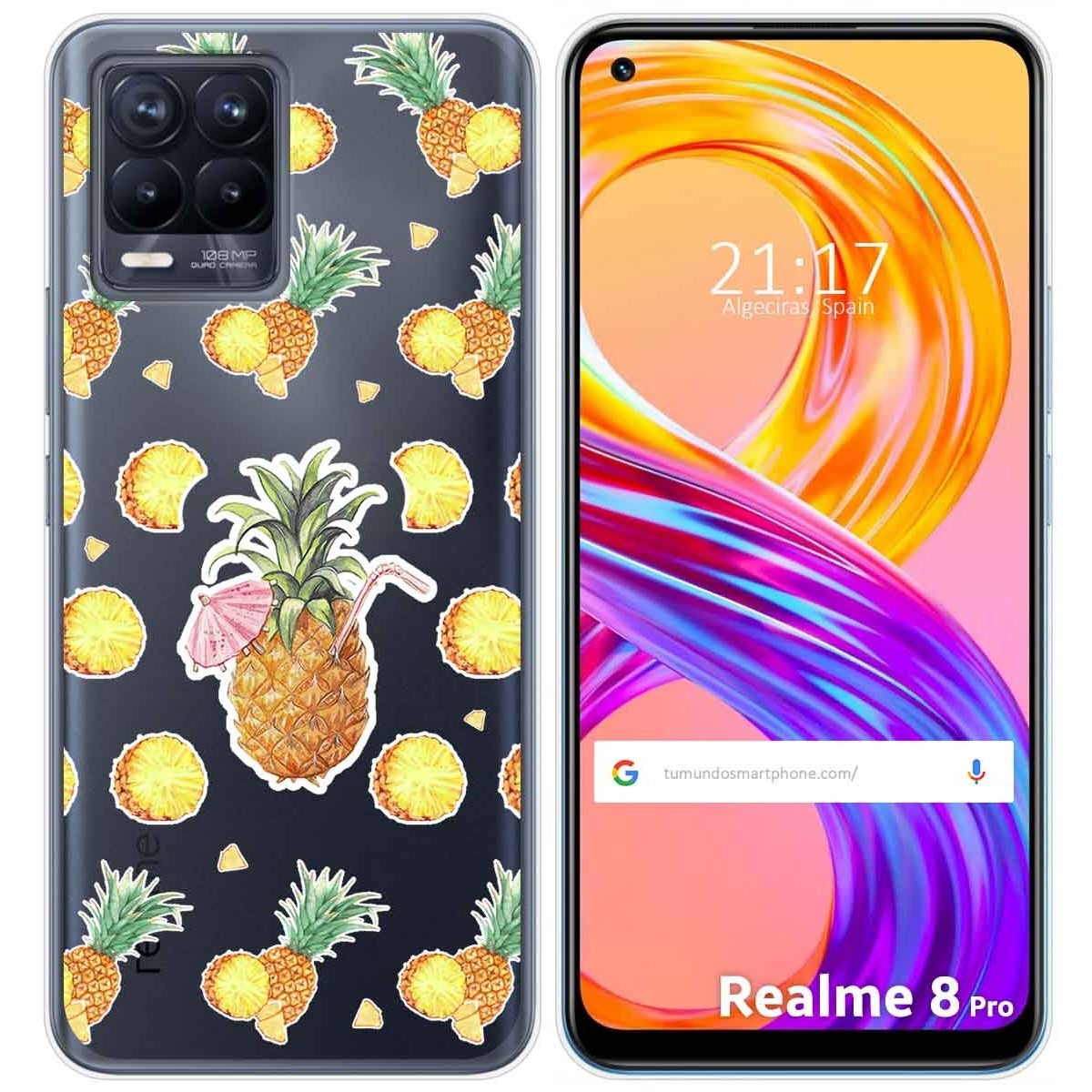 Funda Gel Transparente para Realme 8 4G / 8 Pro diseño Piña Dibujos