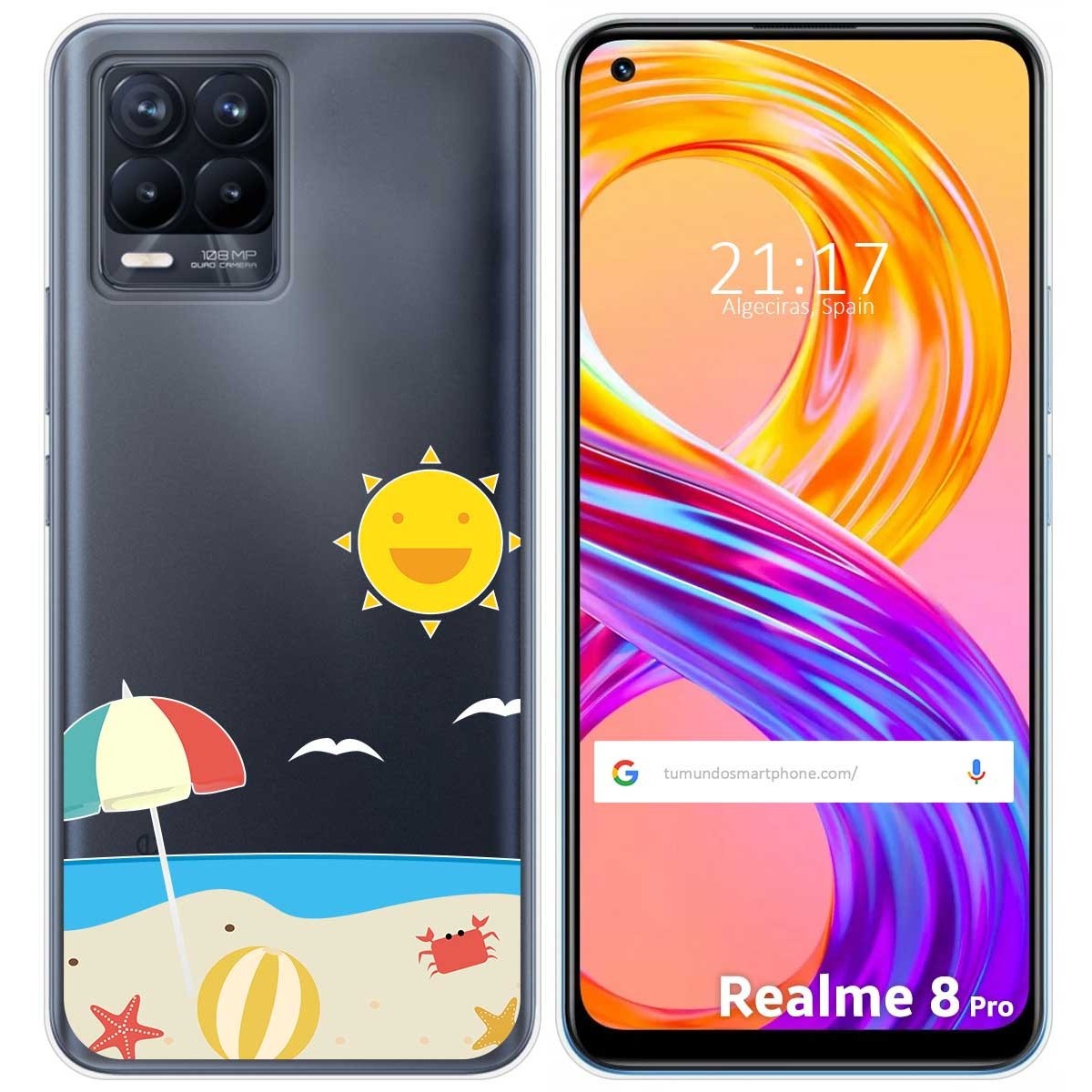 Funda Gel Transparente para Realme 8 4G / 8 Pro diseño Playa Dibujos