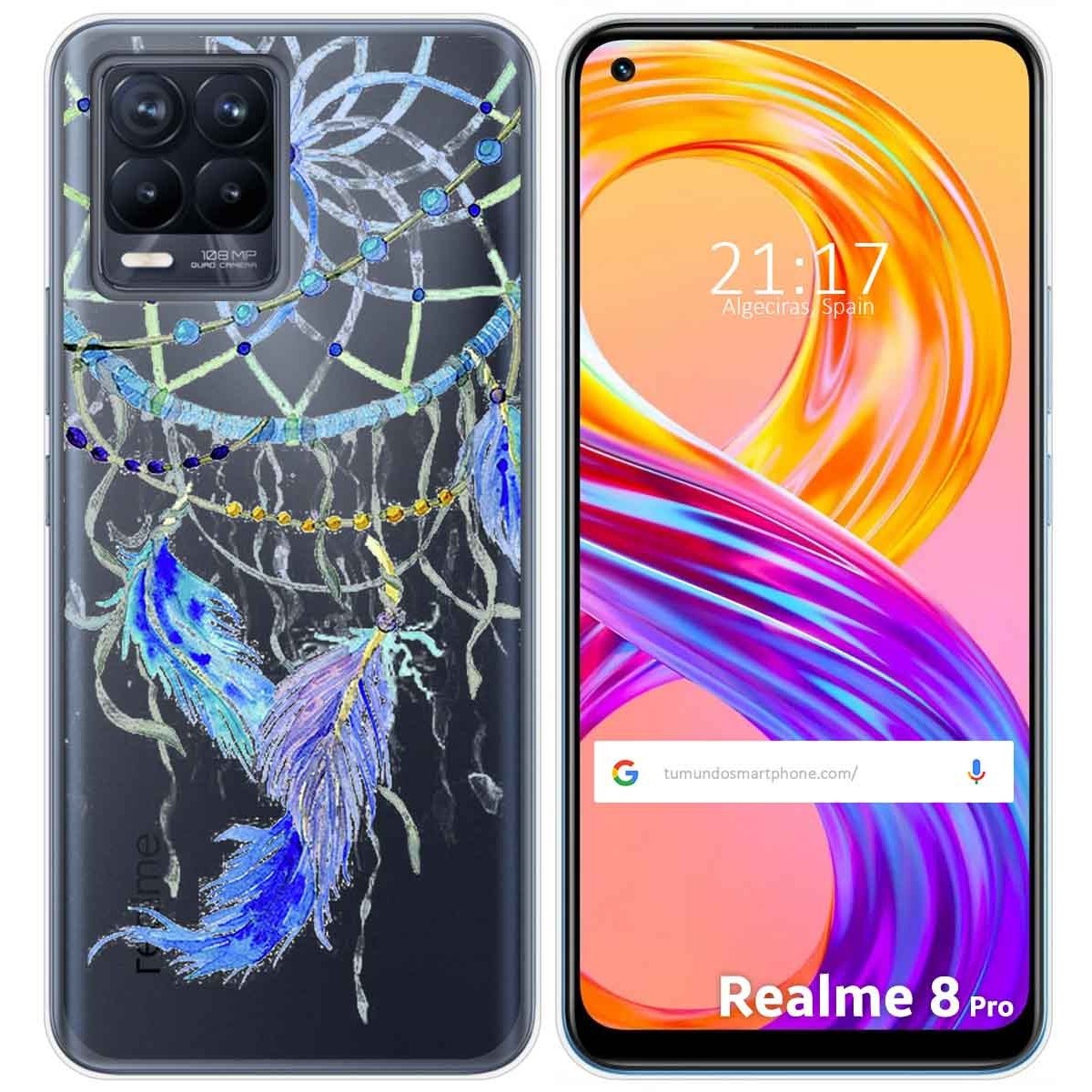 Funda Gel Transparente para Realme 8 4G / 8 Pro diseño Plumas Dibujos