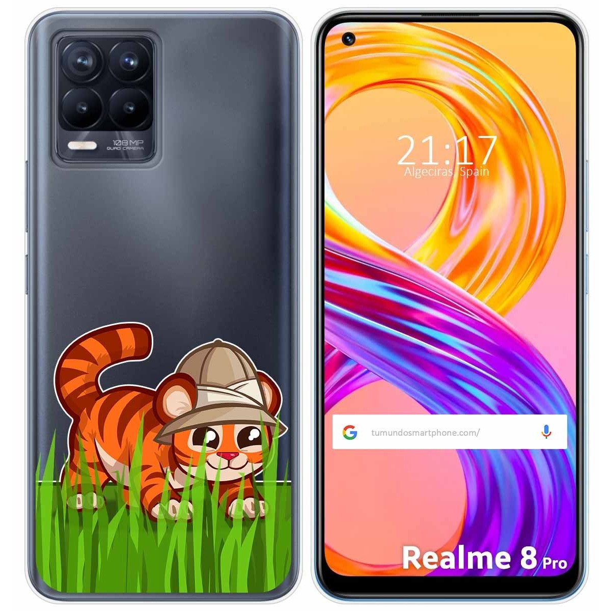 Funda Gel Transparente para Realme 8 4G / 8 Pro diseño Tigre Dibujos