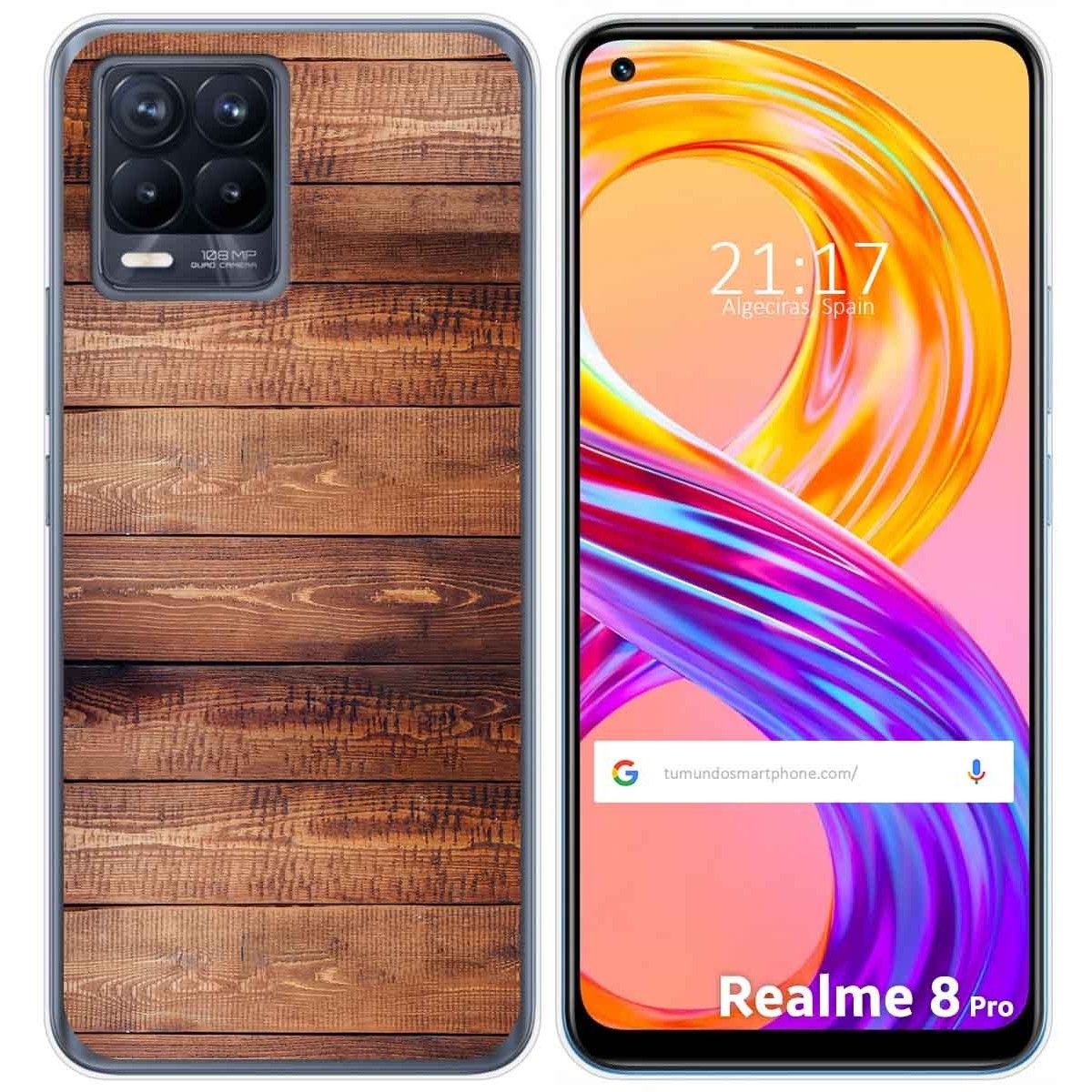 Funda Gel Tpu para Realme 8 4G / 8 Pro diseño Madera 02 Dibujos