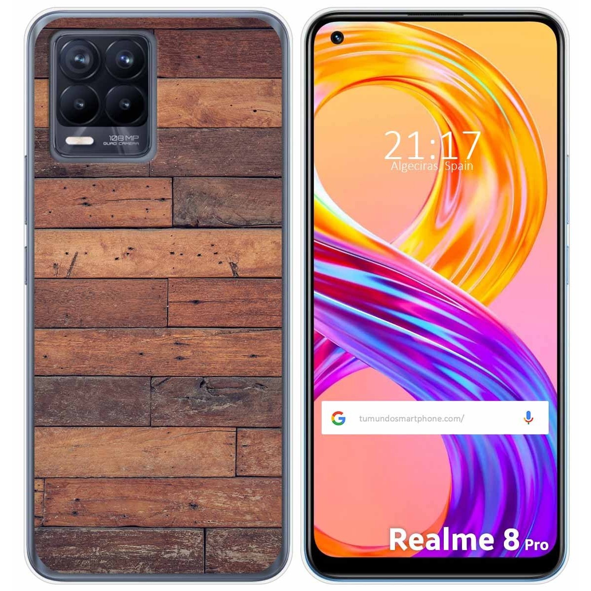 Funda Gel Tpu para Realme 8 4G / 8 Pro diseño Madera 03 Dibujos