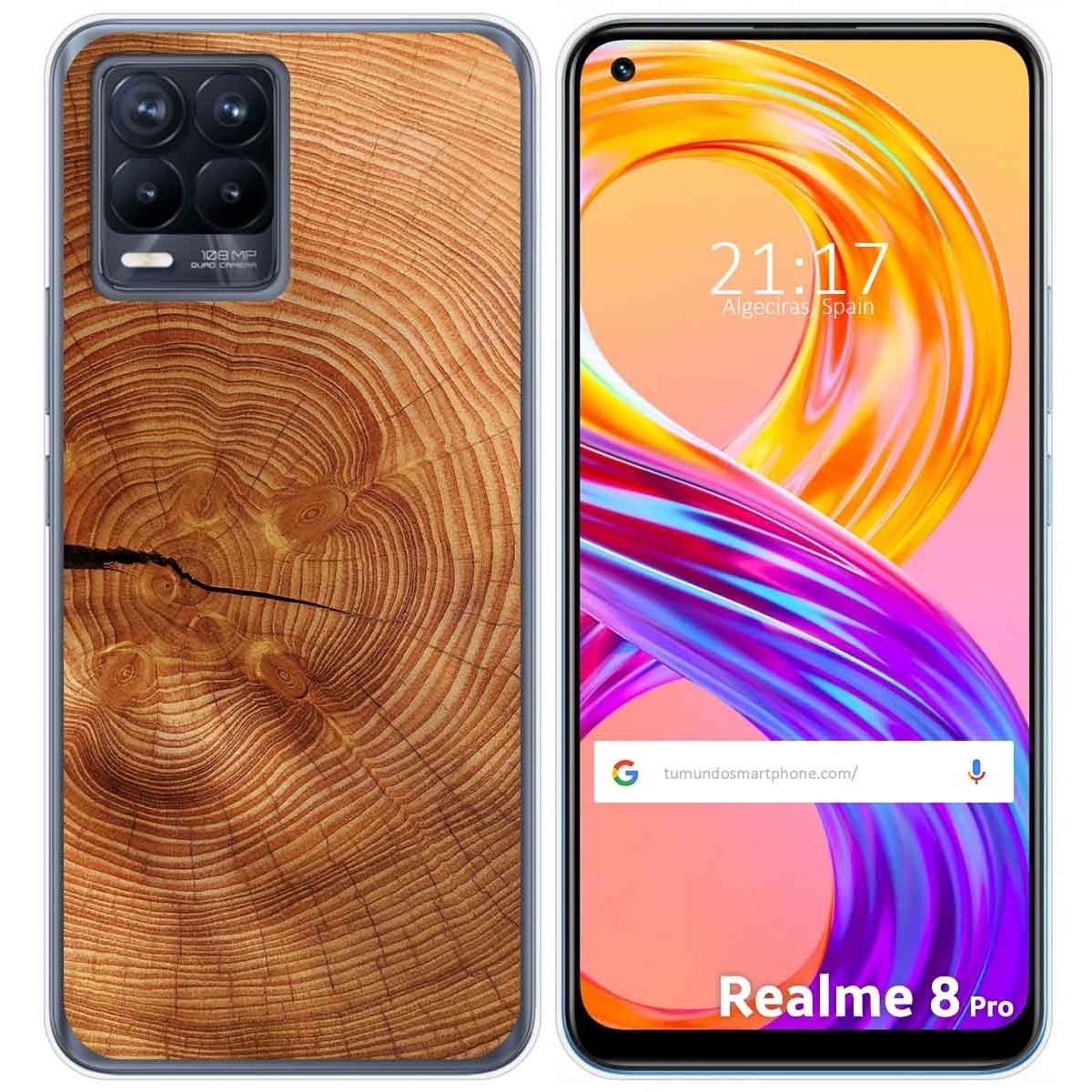 Funda Gel Tpu para Realme 8 4G / 8 Pro diseño Madera 04 Dibujos