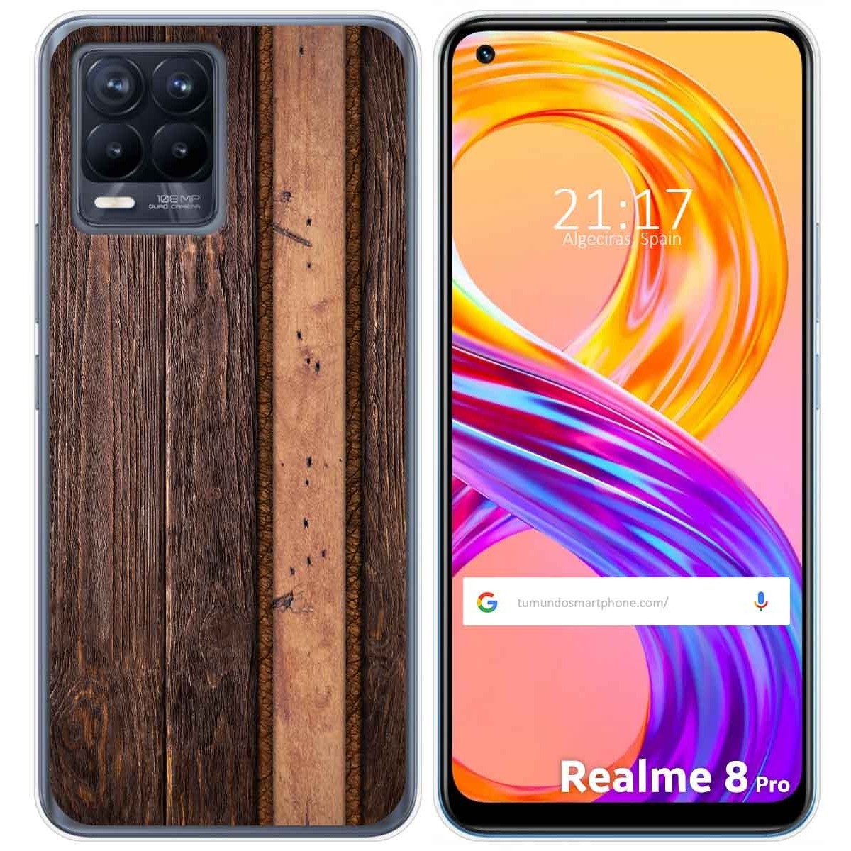 Funda Gel Tpu para Realme 8 4G / 8 Pro diseño Madera 05 Dibujos