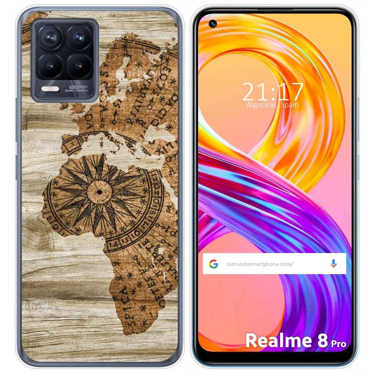 Funda Gel Tpu para Realme 8 4G / 8 Pro diseño Madera 07 Dibujos