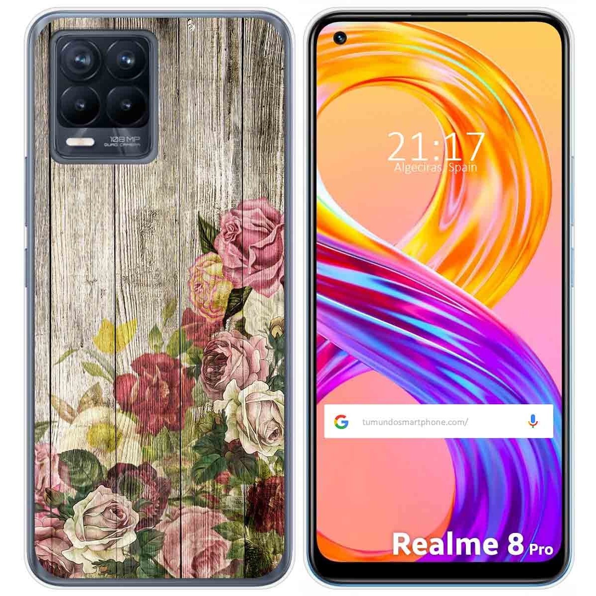 Funda Gel Tpu para Realme 8 4G / 8 Pro diseño Madera 08 Dibujos