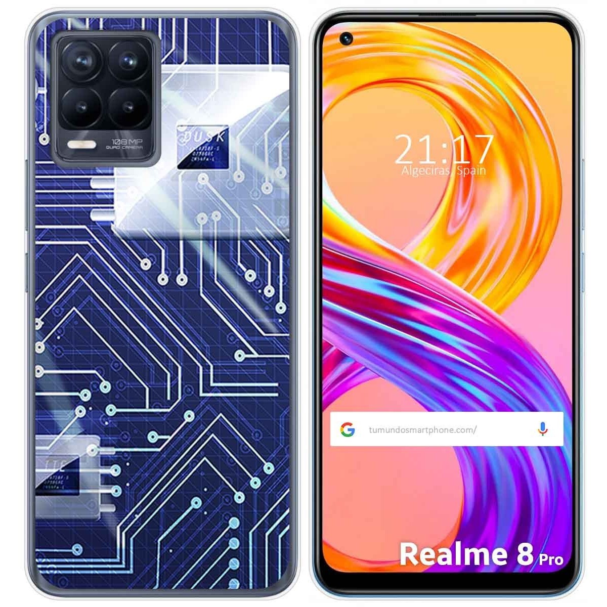 Funda Gel Tpu para Realme 8 4G / 8 Pro diseño Circuito Dibujos