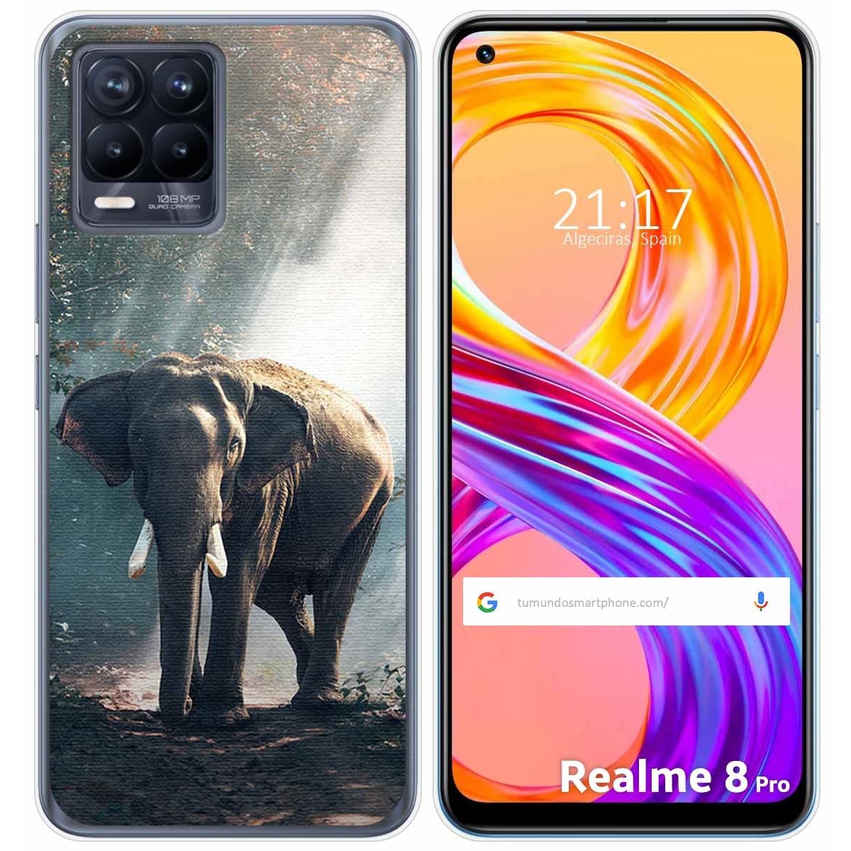 Funda Gel Tpu para Realme 8 4G / 8 Pro diseño Elefante Dibujos