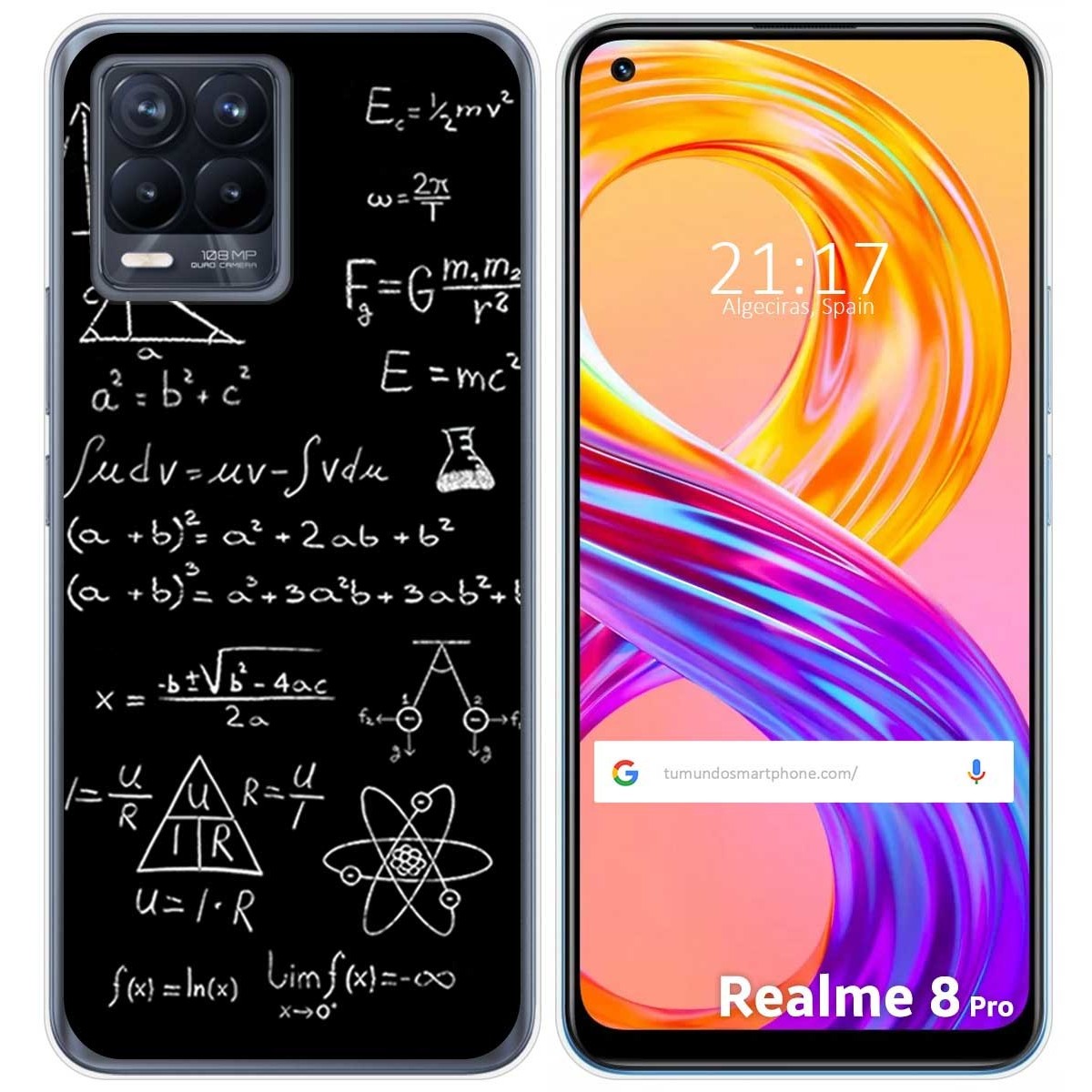 Funda Gel Tpu para Realme 8 4G / 8 Pro diseño Formulas Dibujos