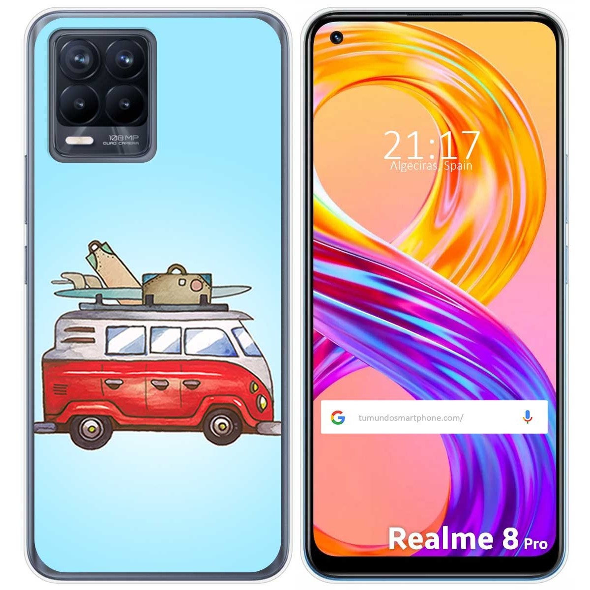 Funda Gel Tpu para Realme 8 4G / 8 Pro diseño Furgoneta Dibujos