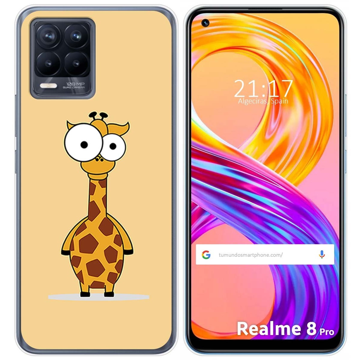 Funda Gel Tpu para Realme 8 4G / 8 Pro diseño Jirafa Dibujos