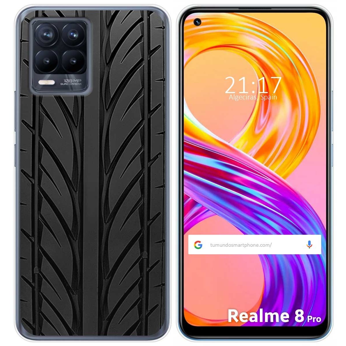 Funda Gel Tpu para Realme 8 4G / 8 Pro diseño Neumatico Dibujos