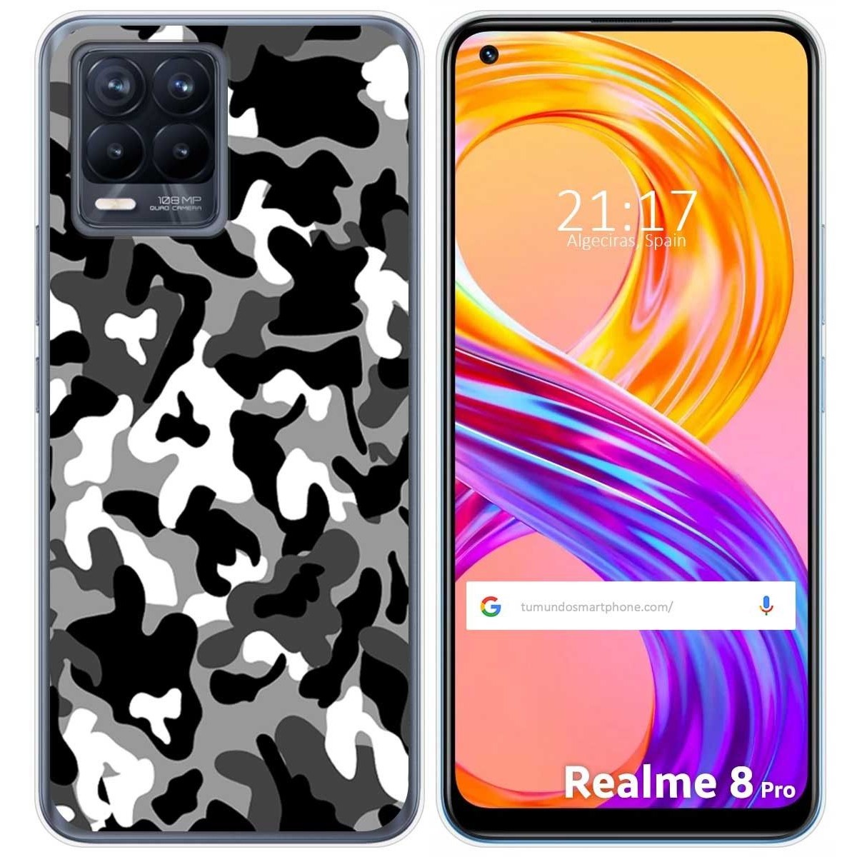 Funda Gel Tpu para Realme 8 4G / 8 Pro diseño Snow Camuflaje Dibujos