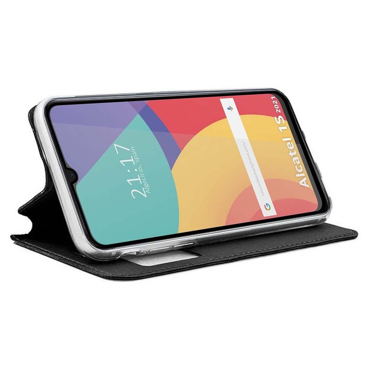 Funda Libro Soporte con Ventana para Alcatel 1S 2021 / 3L 2021 Color Negra
