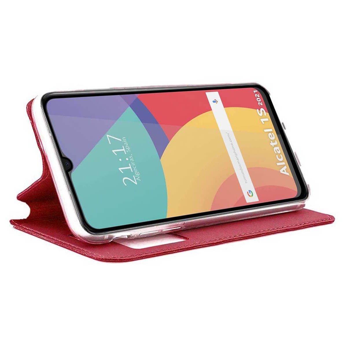 Funda Libro Soporte con Ventana para Alcatel 1S 2021 / 3L 2021 Color Roja