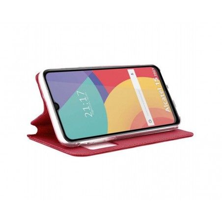 Funda Libro Soporte con Ventana para Alcatel 1S 2021 / 3L 2021 Color Roja