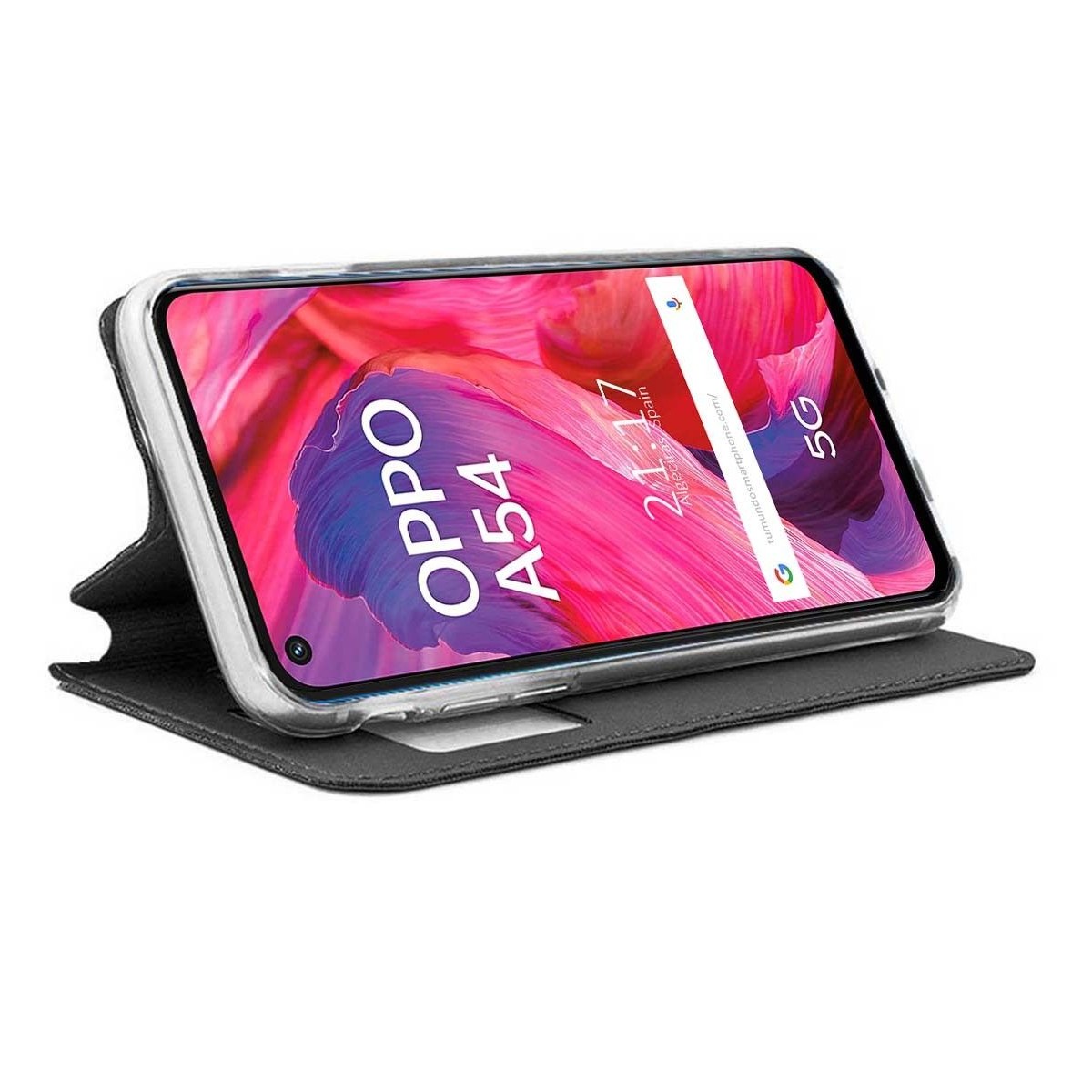 Funda Libro Soporte con Ventana para Oppo A54 5G / A74 5G color Negra